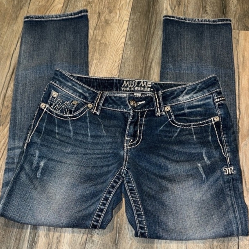 Miss Me Blue Bootcut Jeans with Embroidered Back Pockets - Picture 2 of 9
